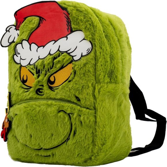 Grinch Plush Backpack Big Face 11 Inch Kids School Travel Gift main image 4